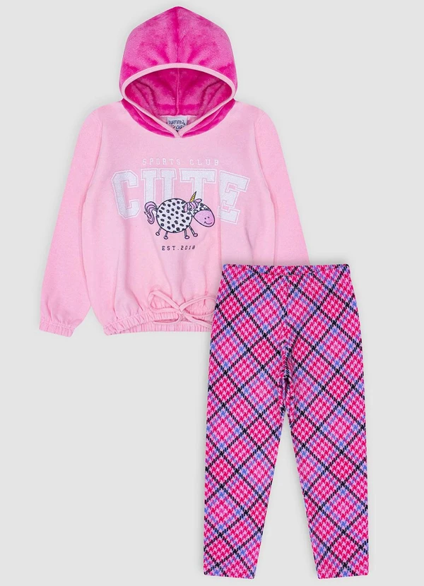 Turminha - Conjunto Feminino Casaco e Legging Rosa 2
