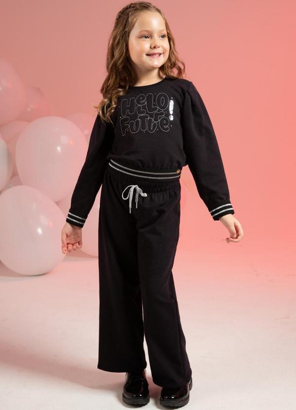 Cativa Kids - Conjunto Feminino com Bordado Preto