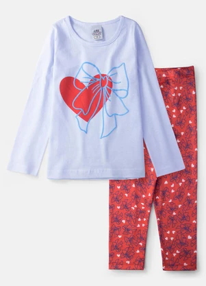 Laluna - Conjunto Feminino Coração com Laço Branco - LALUNA