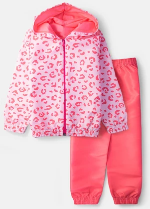 Laluna - Conjunto Feminino Corta Vento Animal Print Rosa - LALUNA