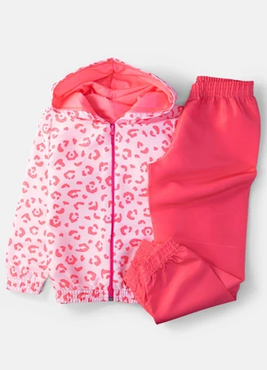 Laluna - Conjunto Feminino Corta Vento Animal Print Rosa - LALUNA