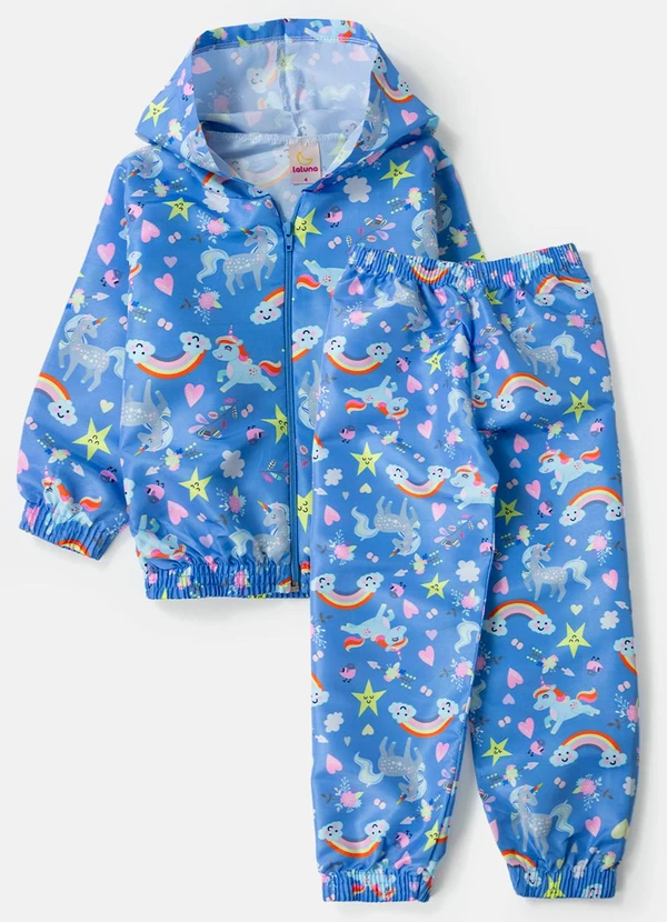 Laluna - Conjunto Feminino Corta Vento Arco Íris Azul