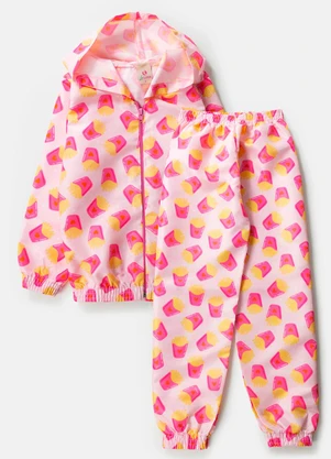 Laluna - Conjunto Feminino Corta Vento Batata Fritas Rosa - LALUNA