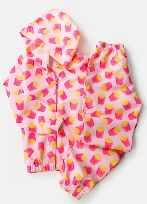 Laluna - Conjunto Feminino Corta Vento Batata Fritas Rosa - LALUNA