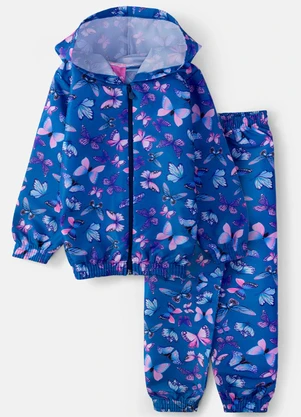 Laluna - Conjunto Feminino Corta Vento Borboletas Marinho - LALUNA