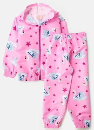 Laluna - Conjunto Feminino Corta Vento Cisnes Rosa - LALUNA