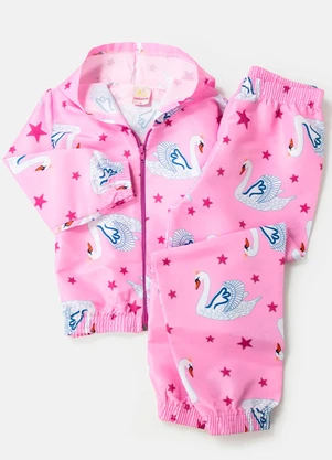Laluna - Conjunto Feminino Corta Vento Cisnes Rosa - LALUNA