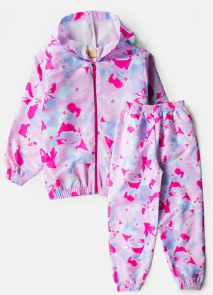 Laluna - Conjunto Feminino Corta Vento Digital Rosa - LALUNA