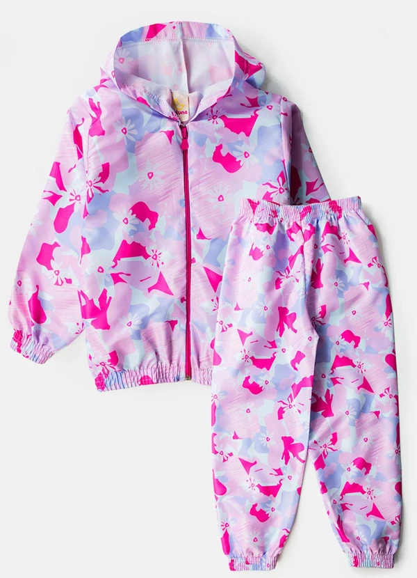 Laluna - Conjunto Feminino Corta Vento Digital Rosa 1