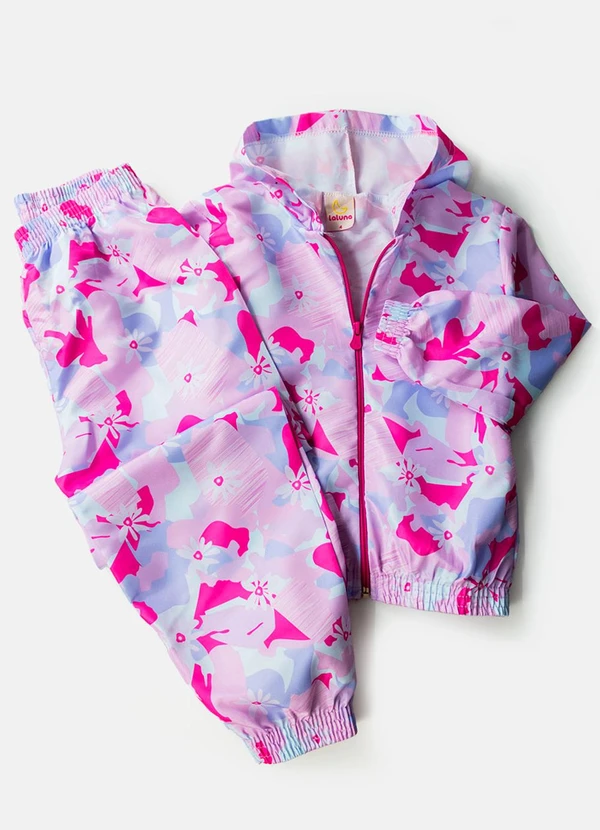 Laluna - Conjunto Feminino Corta Vento Digital Rosa 2