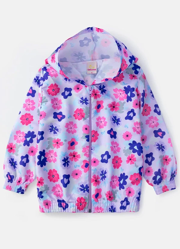 Laluna - Conjunto Feminino Corta Vento Flores Lilás 3