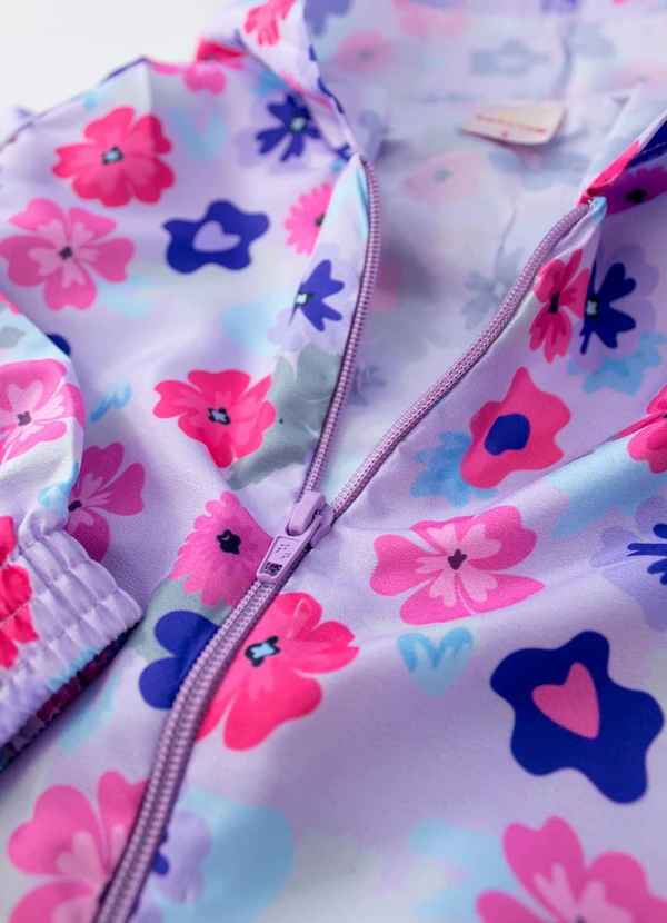 Laluna - Conjunto Feminino Corta Vento Flores Lilás 4