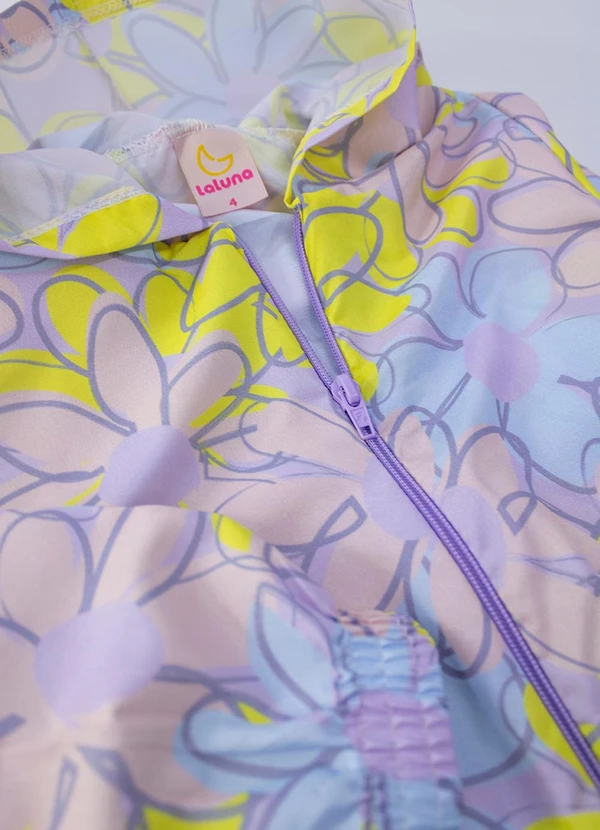 Laluna - Conjunto Feminino Corta Vento Flores Lilás 3