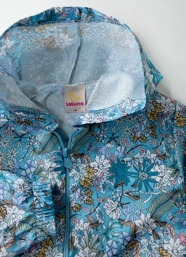 Laluna - Conjunto Feminino Corta Vento Florido Azul 3