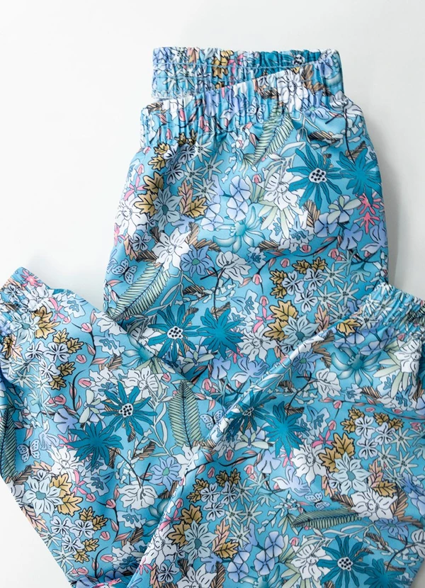 Laluna - Conjunto Feminino Corta Vento Florido Azul 5