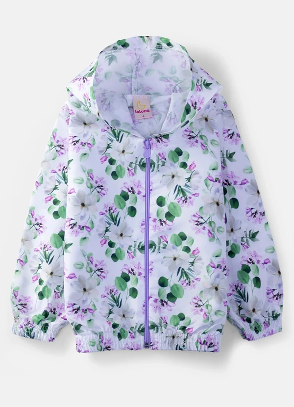 Laluna - Conjunto Feminino Corta Vento Florido Branco 3