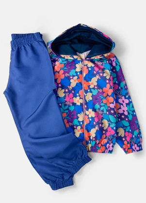 Laluna - Conjunto Feminino Corta Vento Florido Marinho - LALUNA