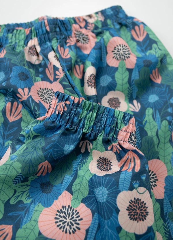 Laluna - Conjunto Feminino Corta Vento Florido Petróleo 3