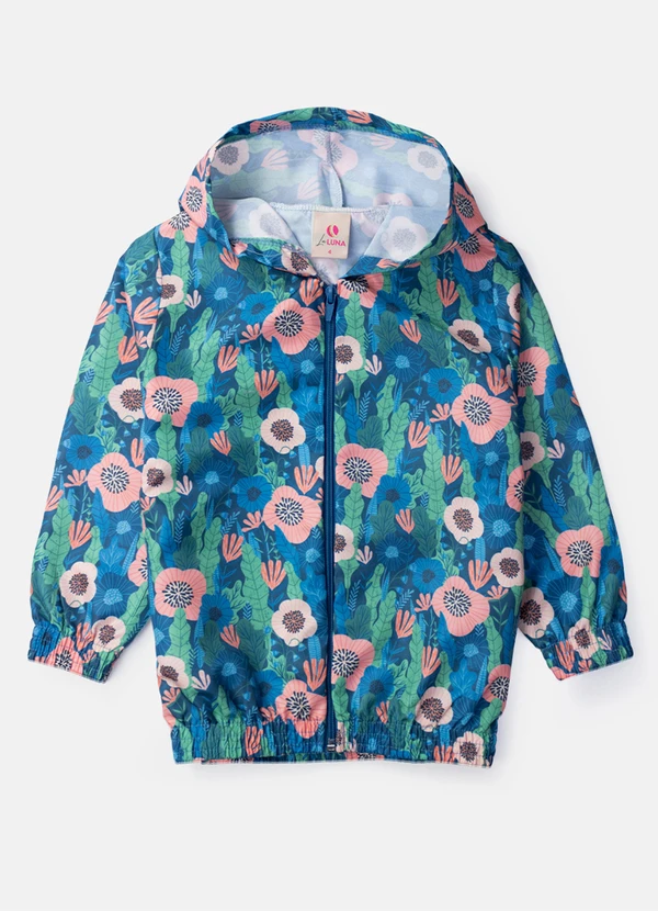 Laluna - Conjunto Feminino Corta Vento Florido Petróleo 6