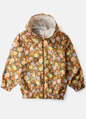 Laluna - Conjunto Feminino Corta Vento Florzinhas Ocre - LALUNA