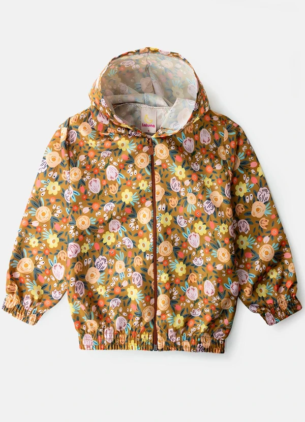 Laluna - Conjunto Feminino Corta Vento Florzinhas Ocre 2