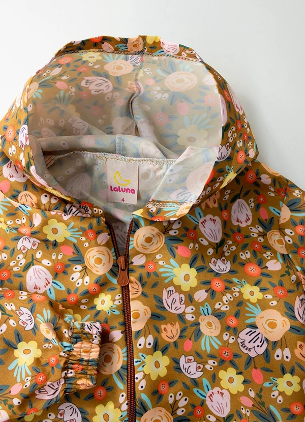 Laluna - Conjunto Feminino Corta Vento Florzinhas Ocre 3