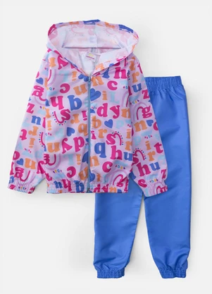 Laluna - Conjunto Feminino Corta Vento Letras Rosa - LALUNA