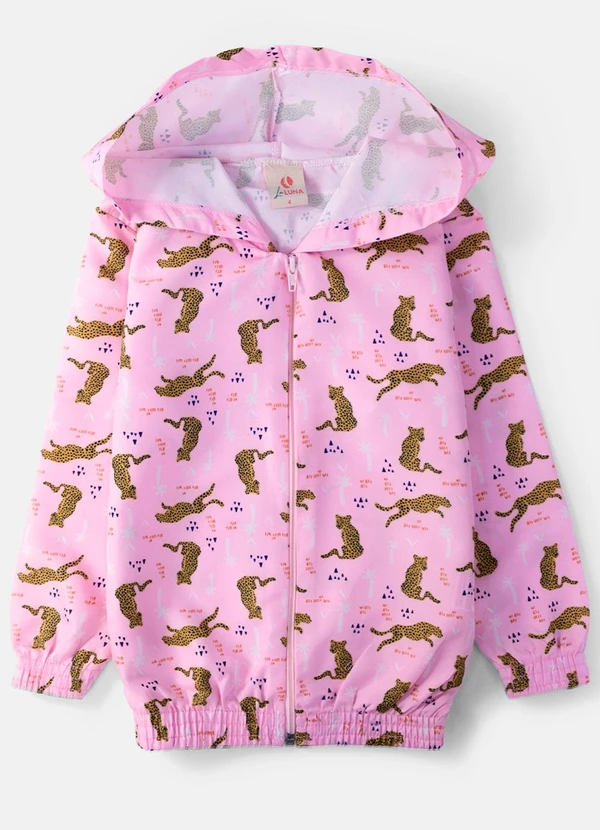 Laluna - Conjunto Feminino Corta Vento Oncinhas Rosa 3