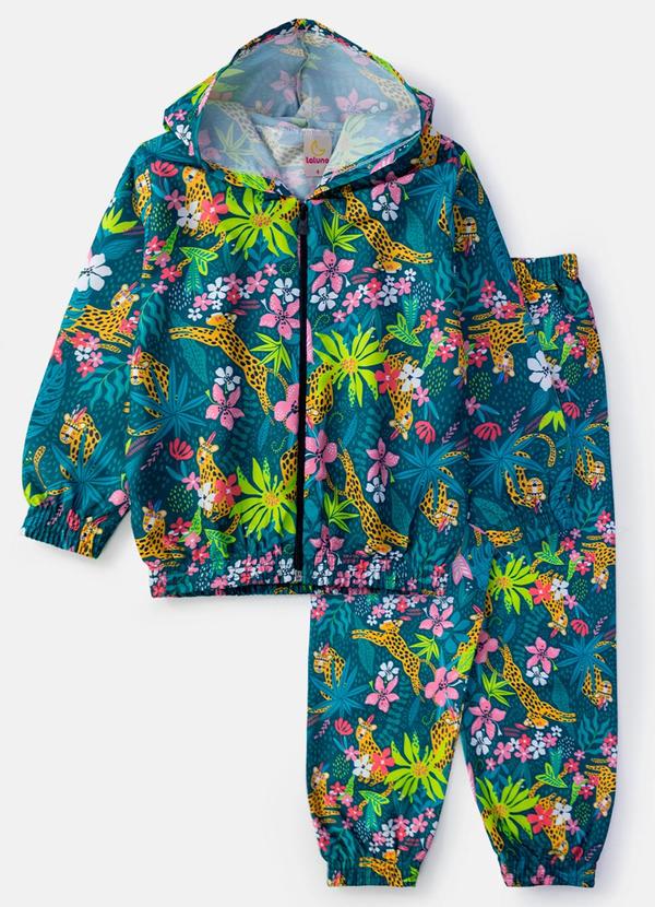Laluna - Conjunto Feminino Corta Vento Oncinhas Verde