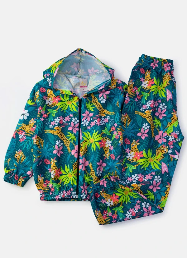 Laluna - Conjunto Feminino Corta Vento Oncinhas Verde 2