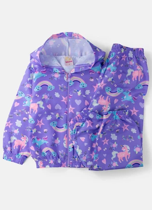 Laluna - Conjunto Feminino Corta Vento Unicórnios Lilás - LALUNA