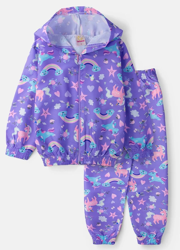 Laluna - Conjunto Feminino Corta Vento Unicórnios Lilás