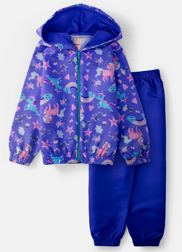 Laluna - Conjunto Feminino Corta Vento Unicórnios Lilás 1
