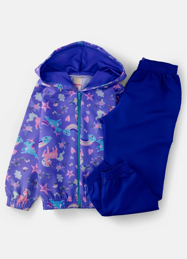 Laluna - Conjunto Feminino Corta Vento Unicórnios Lilás 2