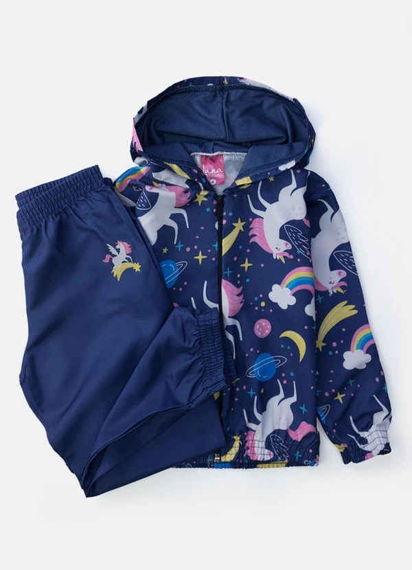 Laluna - Conjunto Feminino Corta Vento Unicórnios Marinho 3