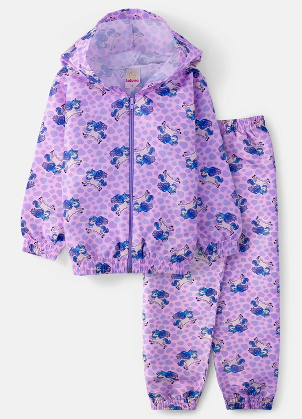 Laluna - Conjunto Feminino Corta Vento Unicórnios Rosa