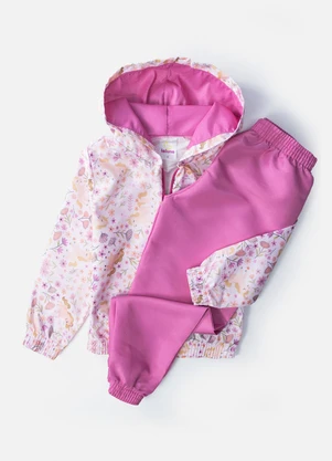Laluna - Conjunto Feminino Corta Vento Unicórnios Rosa - LALUNA