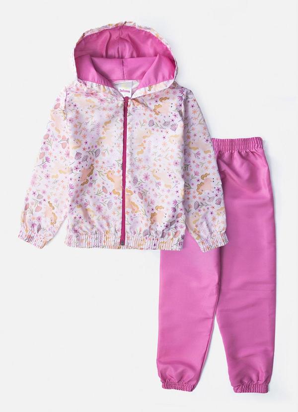 Laluna - Conjunto Feminino Corta Vento Unicórnios Rosa