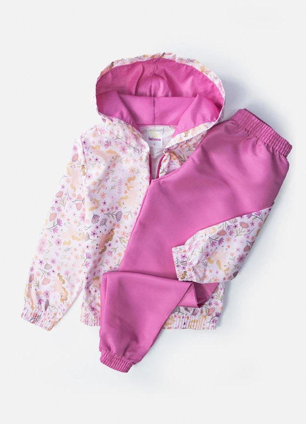 Laluna - Conjunto Feminino Corta Vento Unicórnios Rosa 2