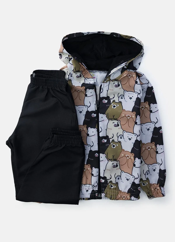 Laluna - Conjunto Feminino Corta Vento Ursos Preto 3