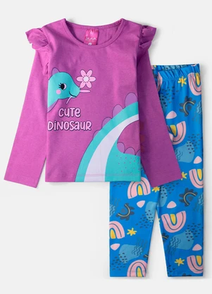 Laluna - Conjunto Feminino Cute Dinosaur Orquídea - LALUNA