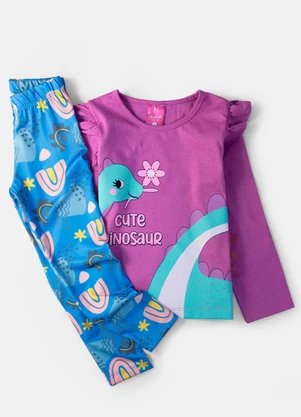 Laluna - Conjunto Feminino Cute Dinosaur Orquídea - LALUNA