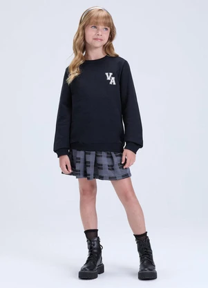 Vida Costeira - Conjunto Feminino de Colegial com Saia Preto - VIDA COSTEIRA
