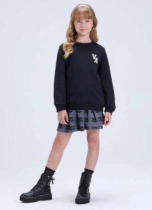 Vida Costeira - Conjunto Feminino de Colegial com Saia Preto - VIDA COSTEIRA