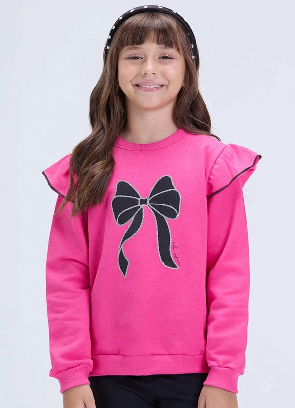 Vida Costeira - Conjunto Feminino de Moletom Babado e Laço Pink 2