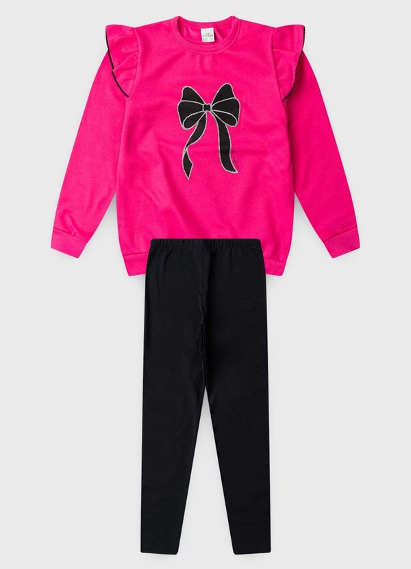 Vida Costeira - Conjunto Feminino de Moletom Babado e Laço Pink 4
