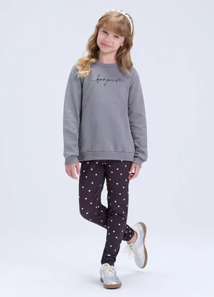 Vida Costeira - Conjunto Feminino de Moletom Bonjour Chumbo - VIDA COSTEIRA