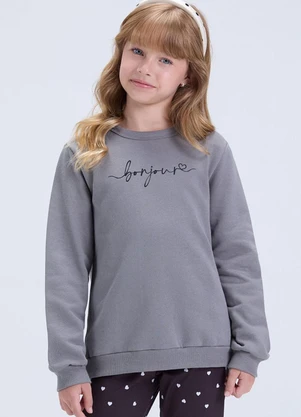 Vida Costeira - Conjunto Feminino de Moletom Bonjour Chumbo - VIDA COSTEIRA