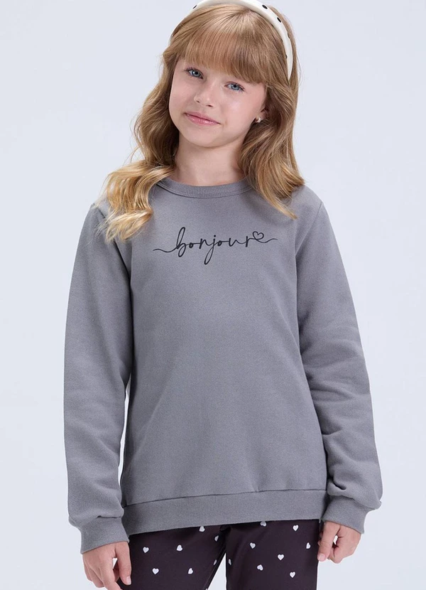 Vida Costeira - Conjunto Feminino de Moletom Bonjour Chumbo 2