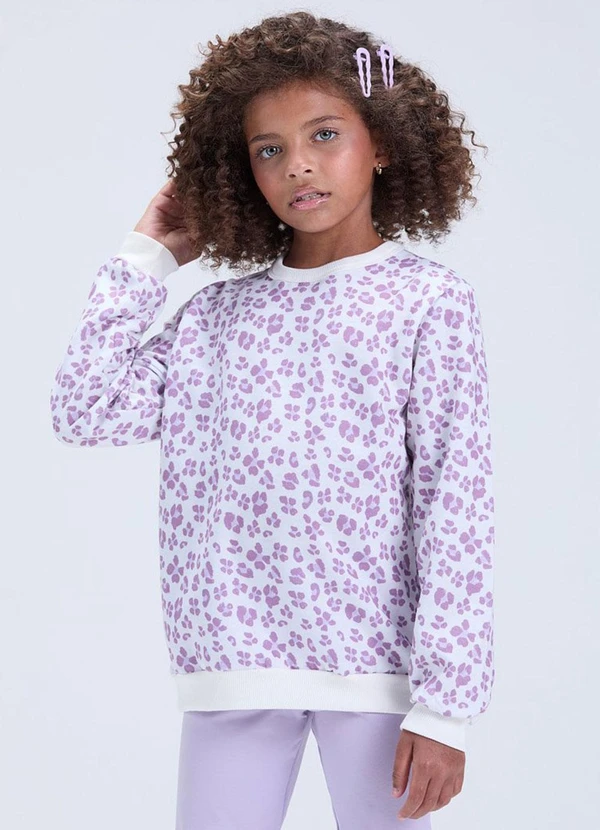 Vida Costeira - Conjunto Feminino de Moletom Oncinha Lilás 2